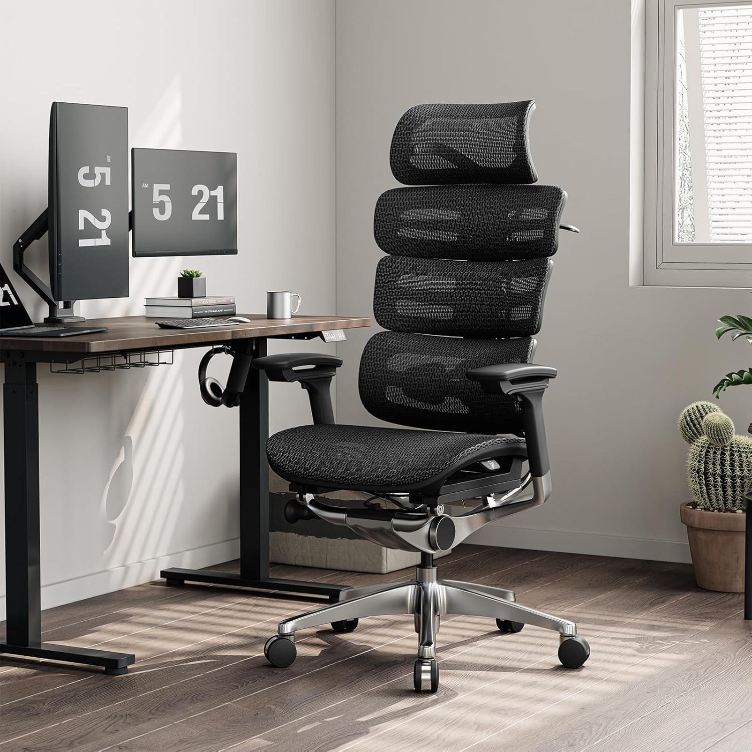 Ergonomic Mesh Office Chair - High-End Adjustable Executive Chair with Breathable Mesh, Durable Aluminum Alloy Frame, Advanced Lumbar Support, Ideal for Home and Office - Ergo MAX 747