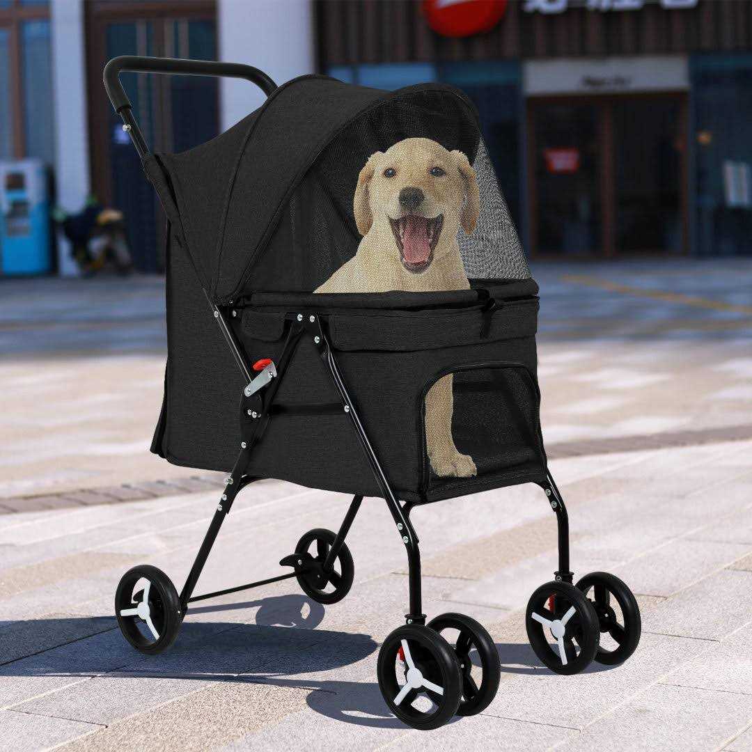 BestPet Pet Stroller Dog Cat Stroller Mesh Foldable Puppy Stroller for Travelling Shopping - Pet Supplies online store
