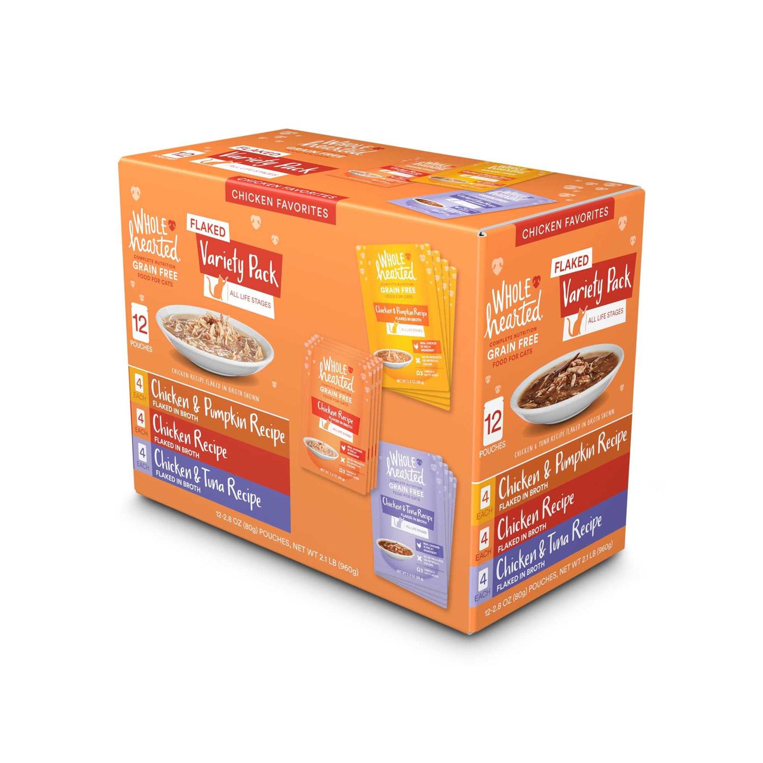 WholeHearted Grain Free Chicken Favorites Flaked Wet Cat Food Variety Pack - Pet Supplies online store