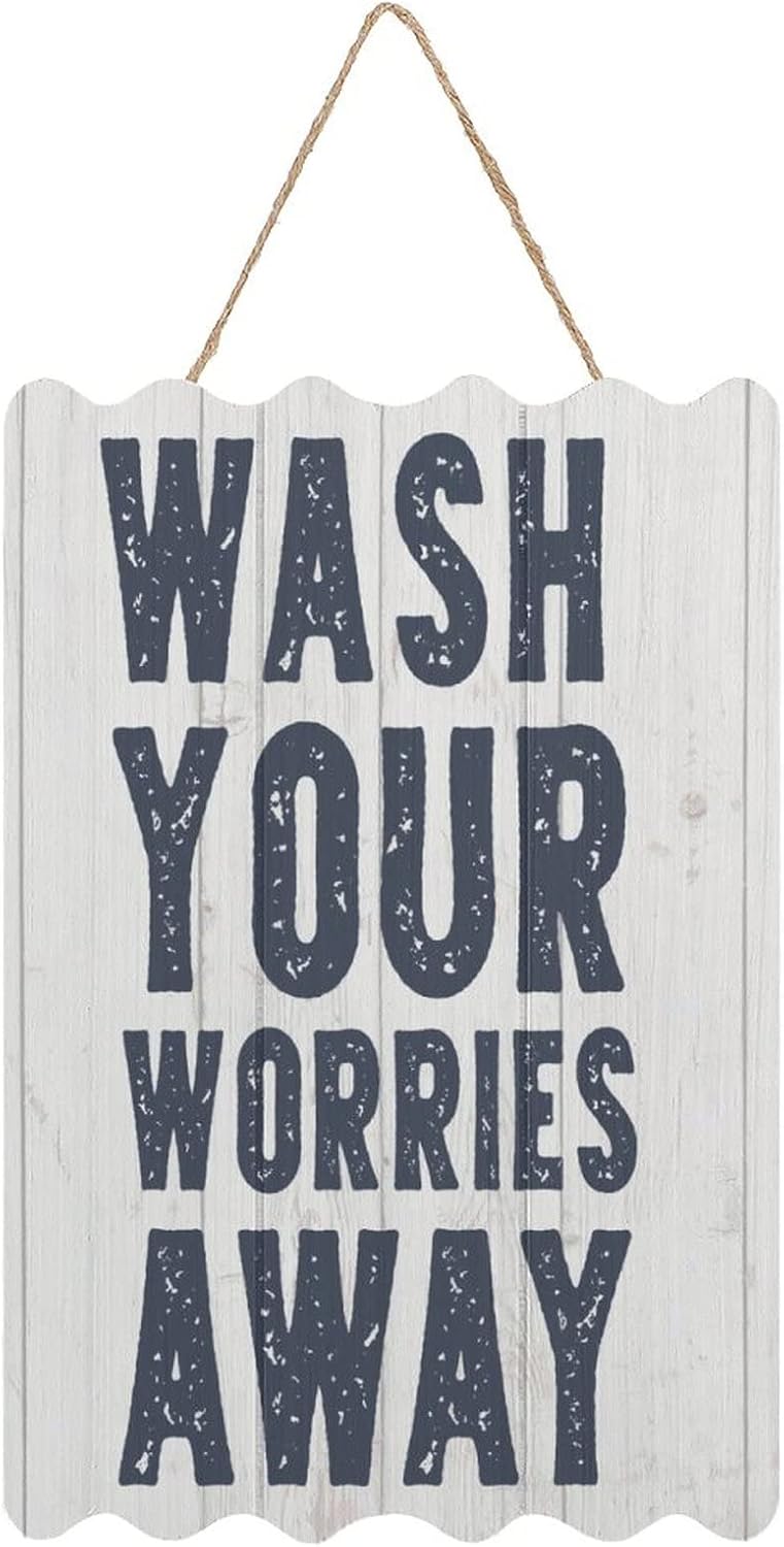 Vertical Rustic Wooden House Signs Wash Your Worries Ayay 8x12 Inch Funny Coffee Bar Sign Kitchen Pantry Office Cubicle Decor Modern Farmhouse Hanging Signs Wood Wall Art Home Decorations