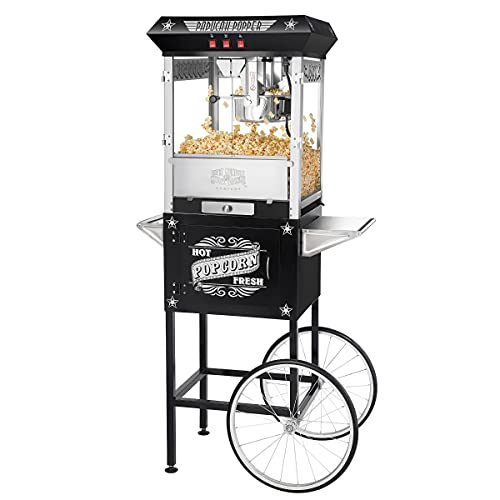 Great Northern Popcorn Company Black Paducah 8 Ounce Antique Popcorn Machine and Cart