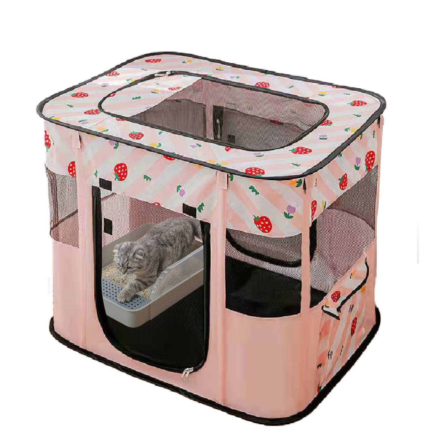Carroza Portable Foldable Pet Playpen Collapsible Crates Kennel Playpen for Dog cat and Rabbit &Travel Playpen Outdoor or Indoor - Pet Supplies online store