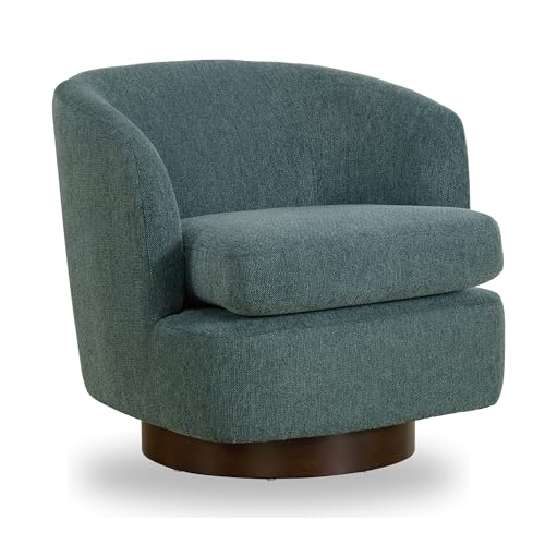 Swivel Accent Chair Modern Barrel Armchair with Wood Base for Bedroom Reading Waiting Living Room, Dark Gray