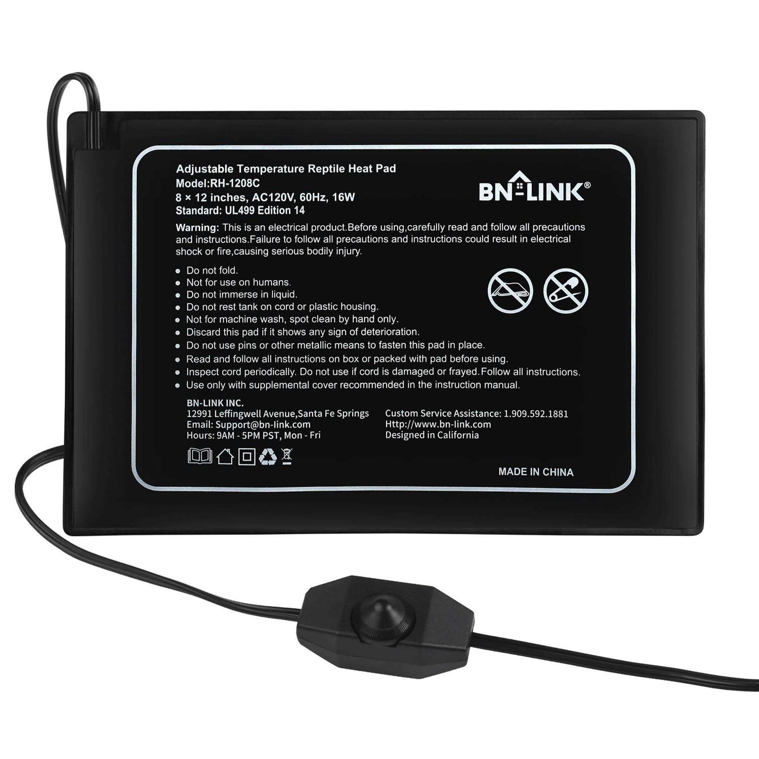 BN-LINK Reptile Heating Pad 8 X 12 with Adjust Knob - Pet Supplies online store