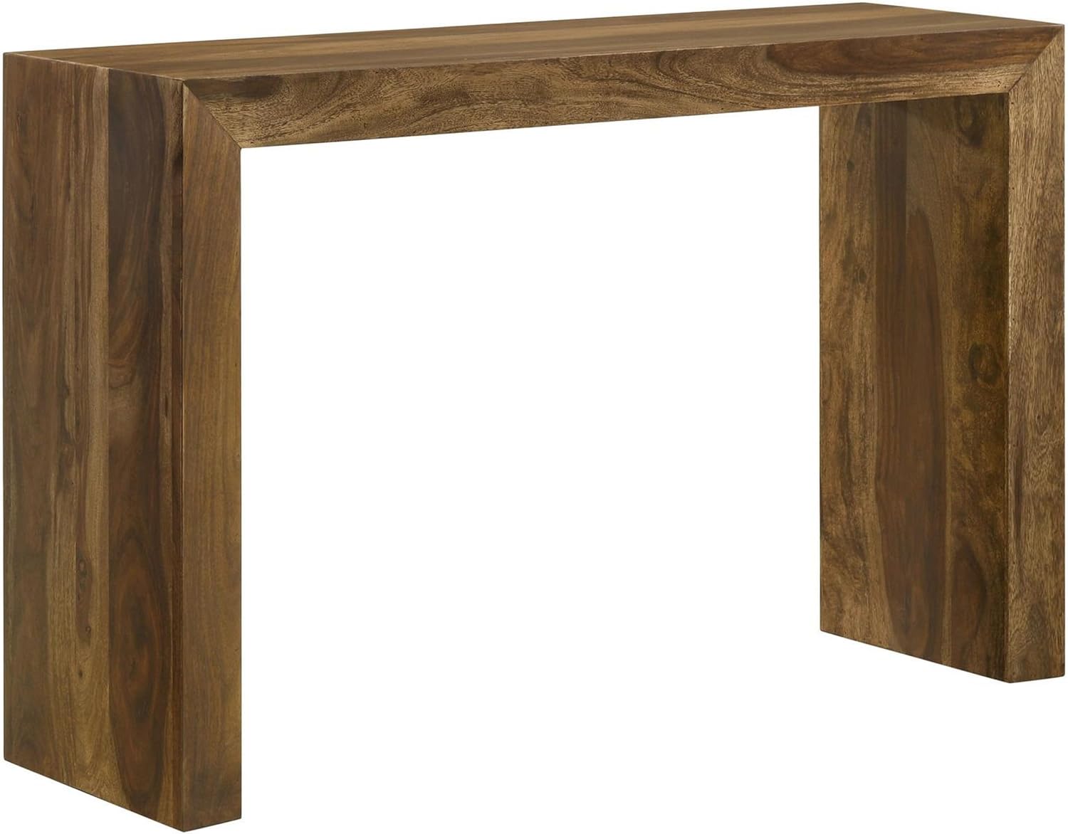 Benjara ODY 34 Inch Console Sofa Table, U Shaped, Sheesham Wood, Auburn Brown