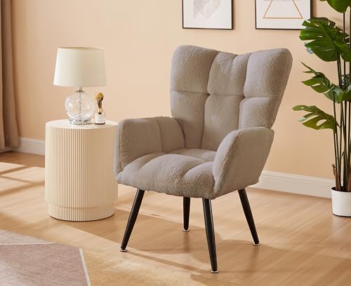 LUMISOL Modern Single Sofa Armchair with High Backrest, Comfy Reading Chair for Living Room, Bedroom, Apartment, Brown