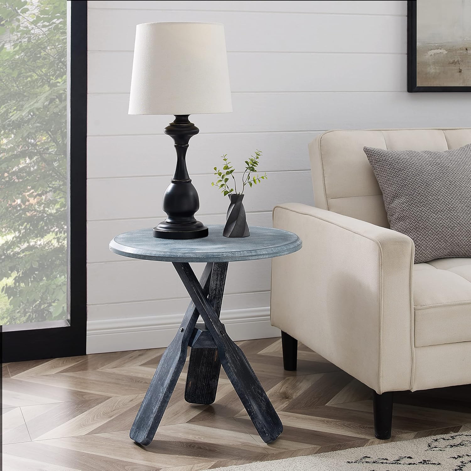 Powell Oakley Blue & Grey Oar Accent Table