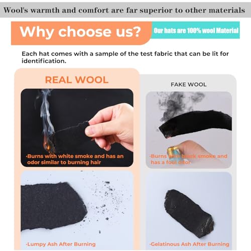 100% Wool Western Cowboy Hat for Men Women Classic Fedora Hat Felt Cowgirls Hats with Two Decorative Bands