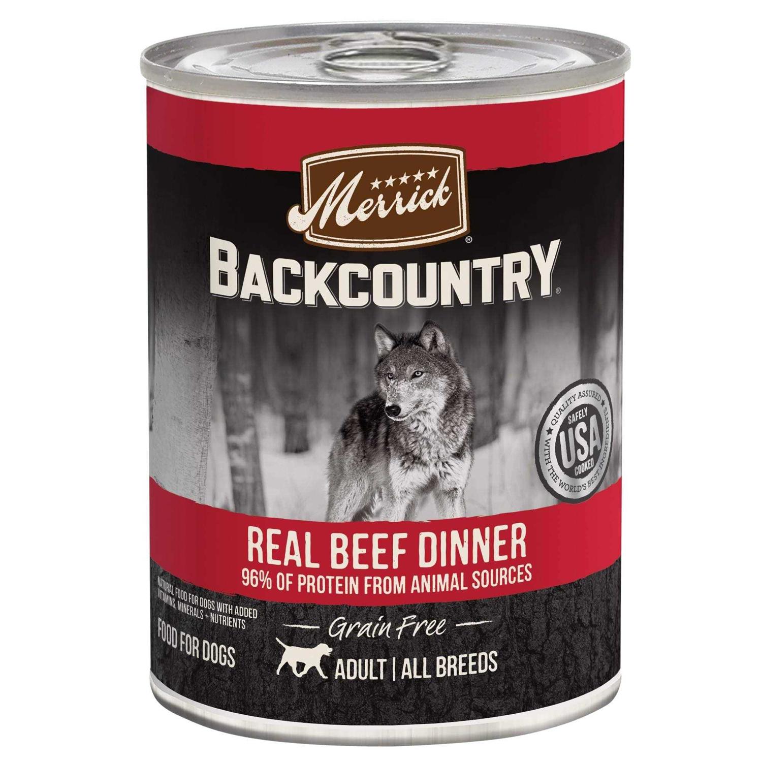 Merrick 96% Real Beef Backcountry Grain Free Canned Dog Food - Pet Supplies online store