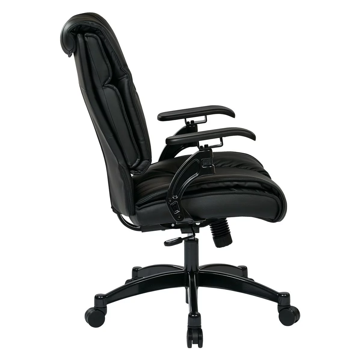 SPACE Seating SPACE Seating Black Bonded Leather Conference Chair with Cantilever Arms, and industrial steel Finish Base