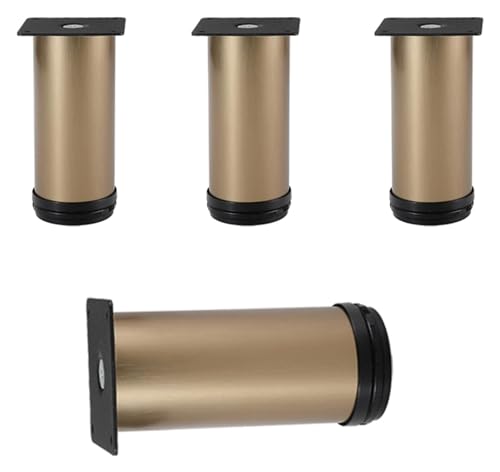 KeuLen Adjustable Furniture Support Feet,4 Pcs Adjustable Metal Sofas Legs,DIY Round Furniture Legs Foot Bed Couch Feet,Stainless Steel Cabinet Leg,with Screws(Gold,50cm)