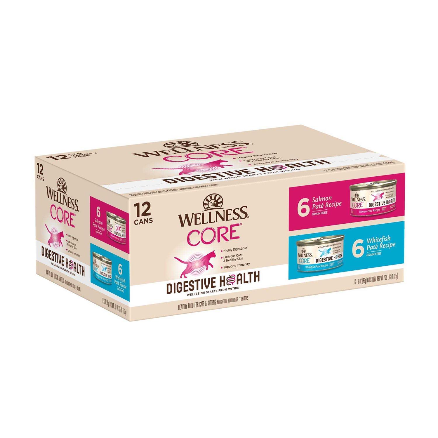 Wellness CORE Digestive Health Salmon & Whitefish Pate Variety Pack Wet Cat Food - Pet Supplies online store