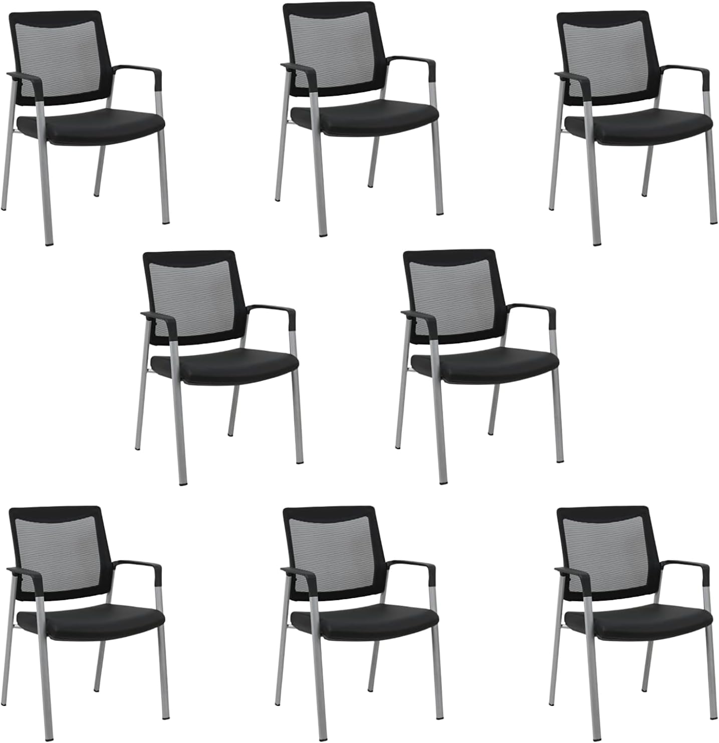 Ever Guest Chair - Office Reception Chairs with Leather Seat - Comfortable Conference Room Chairs - Office Waiting Room Chairs - Suitable for Home, School and Office (Pack of 8)