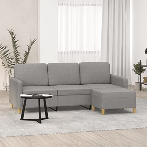 3-Seater Sofa with Footstool Light Gray 70.9