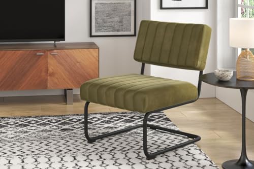 Inmod Amelia Velvet Lounge Chair, Rust Velvet Upholstered Accent Lounge Chair for Living Room, Mid-Century Velvet Lounge Chair, Cognac