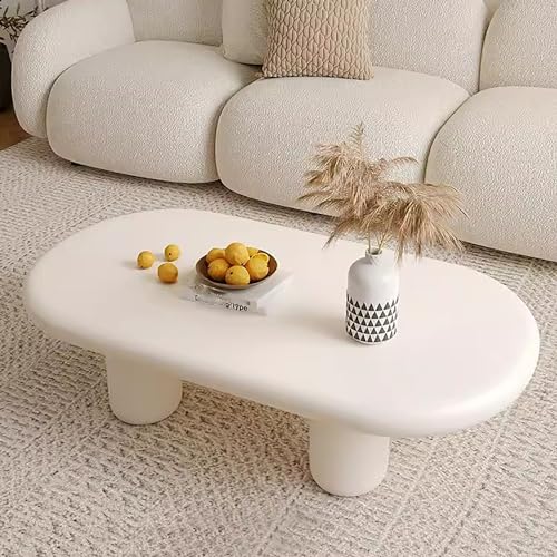 Modern Oval Living Room Center Table,Wooden Farmhouse Coffee Table,Oval Tea Table Accent Furniture,Sturdy and Easy Assemblyfor Living Room Reception Room Office.(100 * 60 * 40cm)