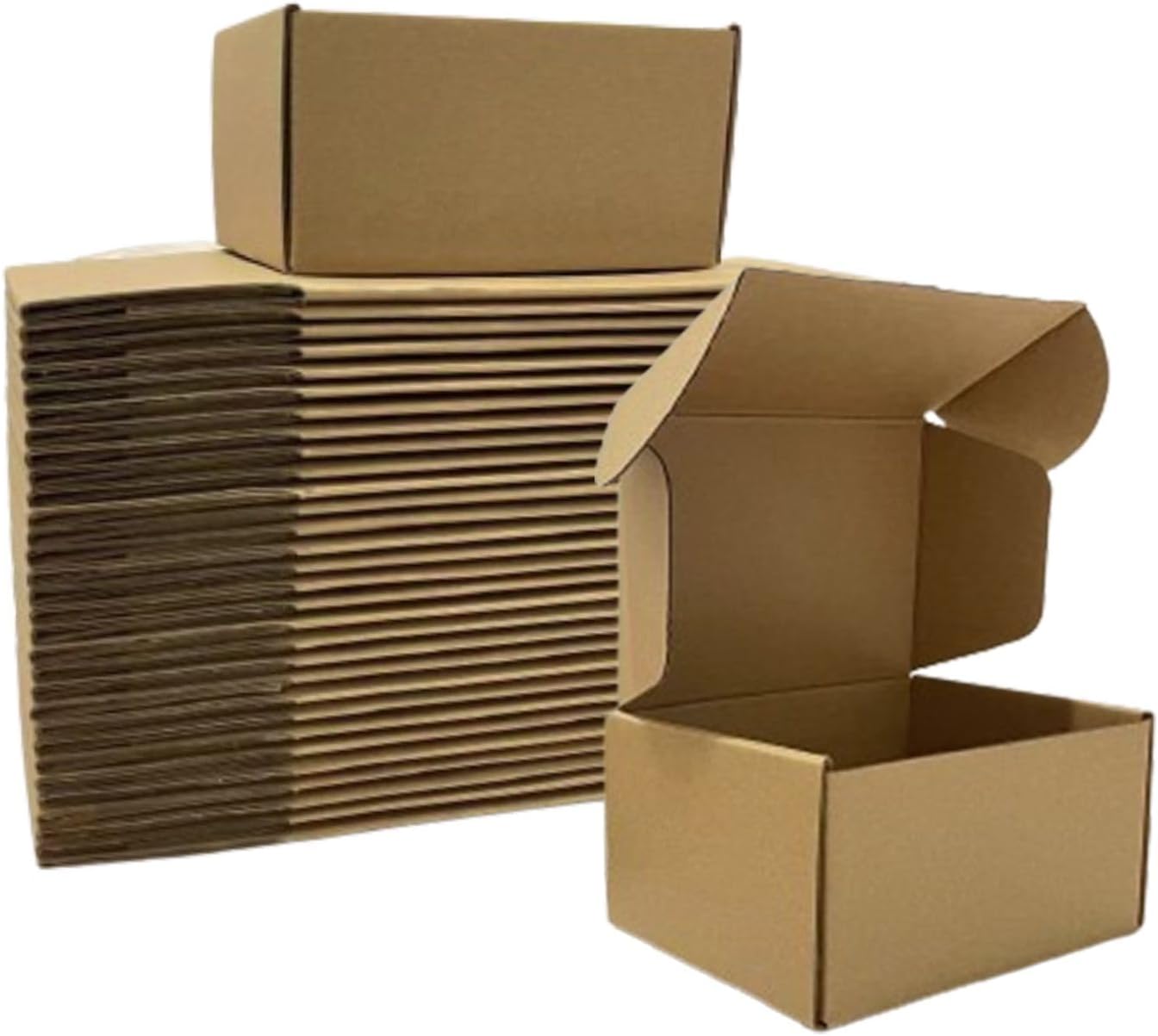 50 Pack 6x4x3 Inches Brown Corrugated Mailer Boxes -Corrugated Cardboard Mailing Boxes for Small Business Packaging and Gift Presentation