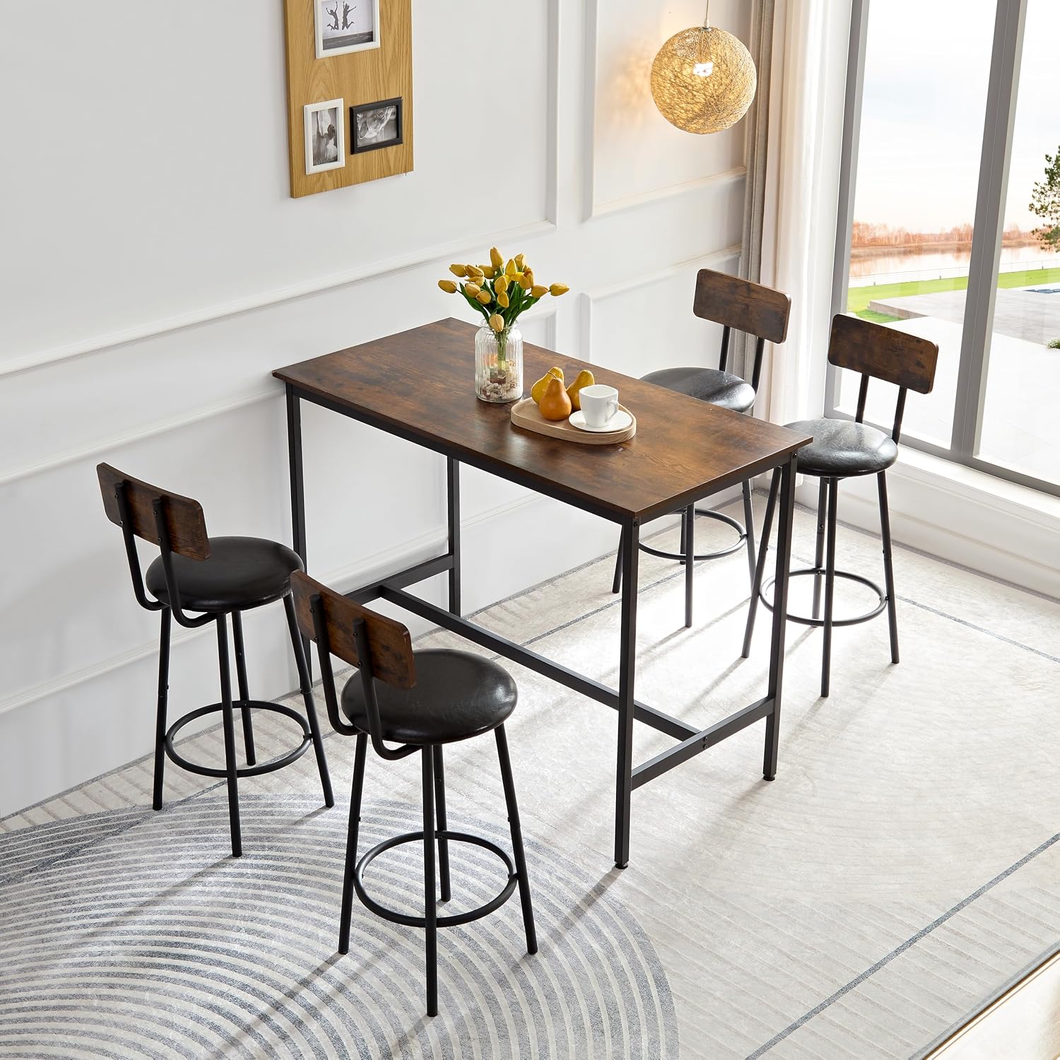 5 Pieces Dining Table Set for 4 with 4-Chairs for Small Space, Living Room, Bar, Restaurant, Espresso