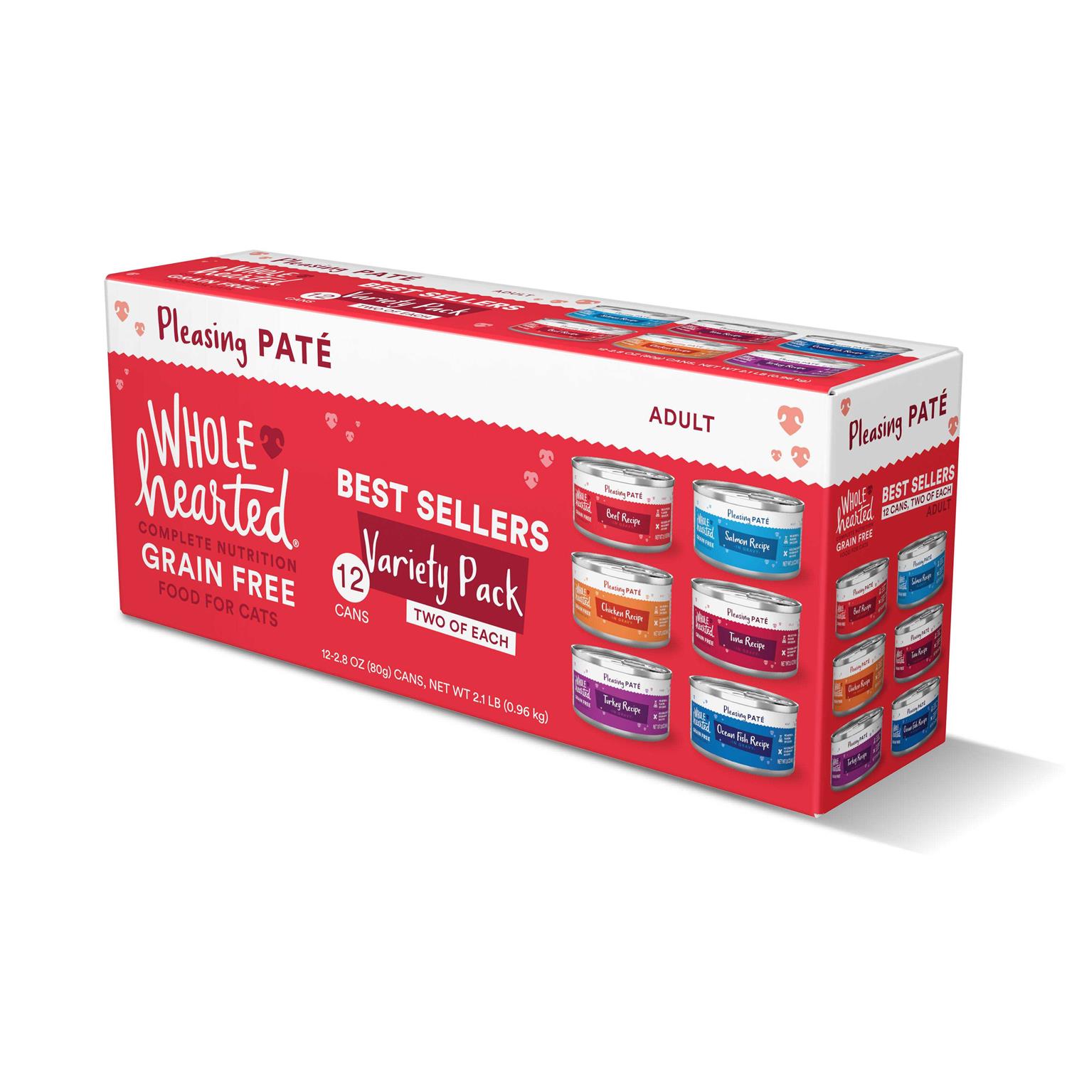 WholeHearted Grain Free Wet Cat Food Pate Variety Pack - Pet Supplies online store