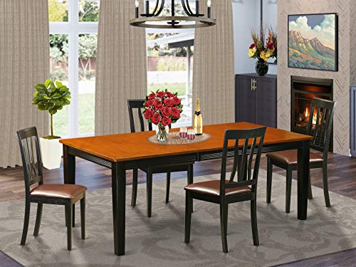 East West Furniture QUAN7-BCH-C 7 Piece Dining Room Furniture Set Consist of a Rectangle Kitchen Table with Butterfly Leaf and 6 Linen Fabric Upholstered Chairs, 40x78 Inch