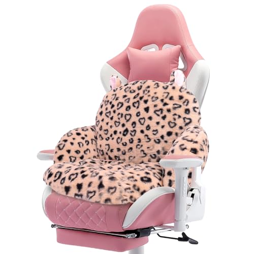 Chair Cushion Cow Gaming Chair Cushions Comfy Cute Seat Cushion,Pink Kawaii Chair Cushion for Gamer Girl Woker Gifts,Office Chair Cushion with Backrest Non-Slip,Kawaii Stuff for Room