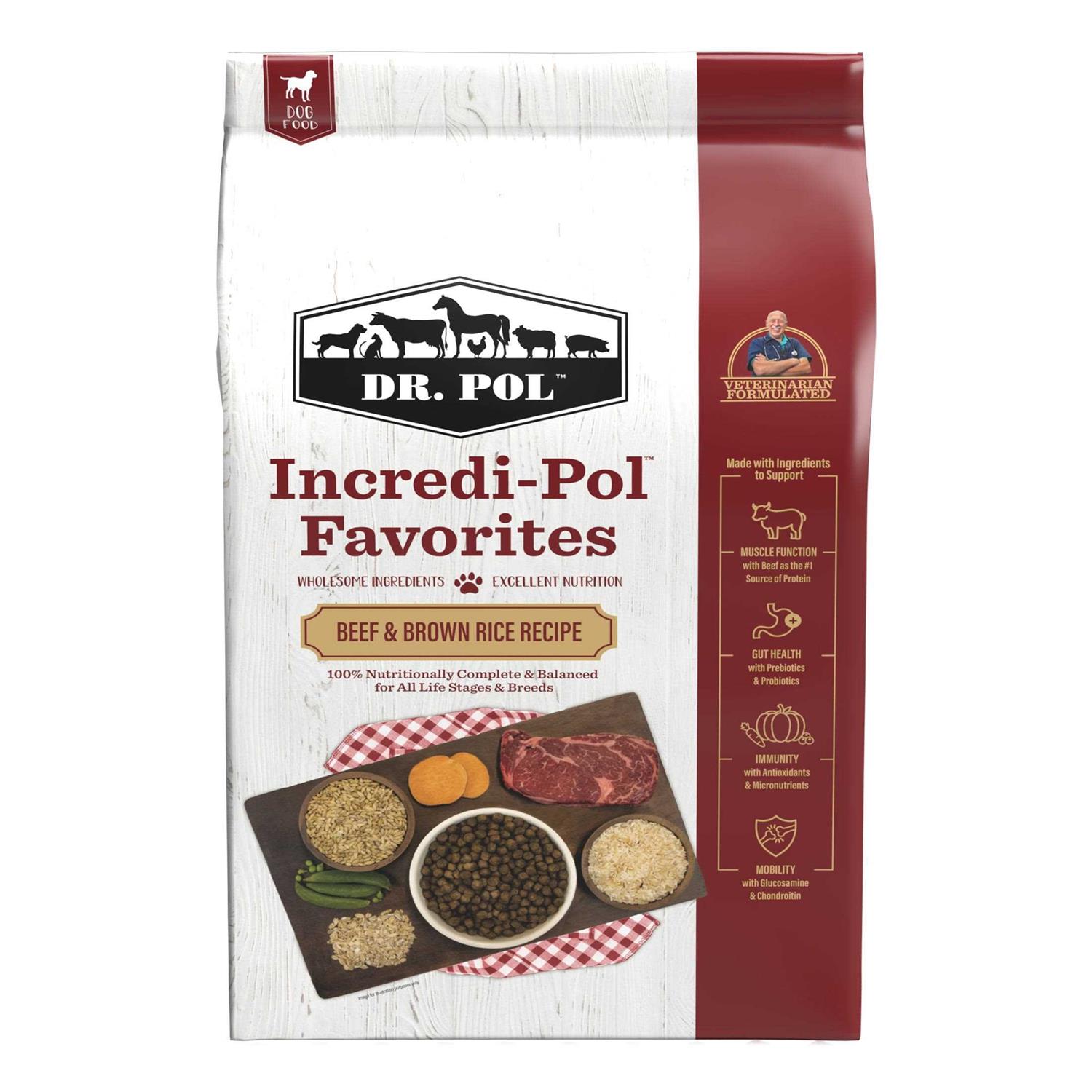 Dr. Pol Incredi-Pol Favorites Beef & Brown Rice Dog Food - Pet Supplies online store