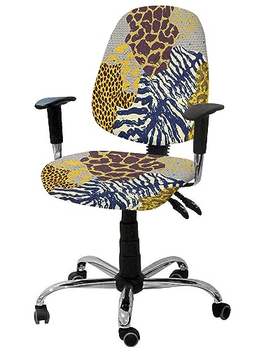 Office Chair Covers Stretchable Cartoon Cute Dinosaur Pink Split Computer Desk Chair Cover Universal Spandex Chair Seat Covers Rotating Boss Arm Chair Slipcovers