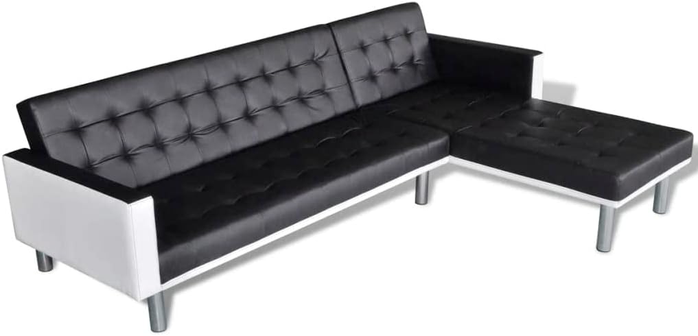 Break Room Essentials Casual Living Room Sofa Comfy Couch L Shaped Couch Convertible Sofa Bed Adjustable Sofa Recliner Reversible Sofa Bed L-Shaped Sofa Bed Artificial Leather Black and White