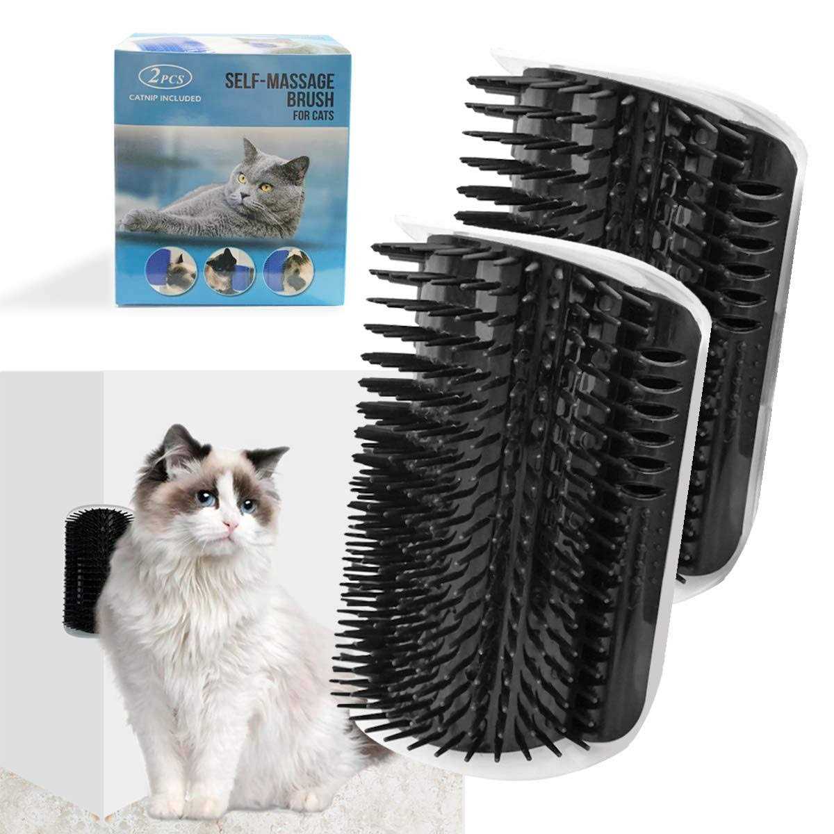 2 Pack Corner Brush for Cats Self Groomer Grooming Wall Massage Brush with Catnip Softer Cat Wall Comb Self Massage Tool for Long & Short Fur - Pet Supplies online store
