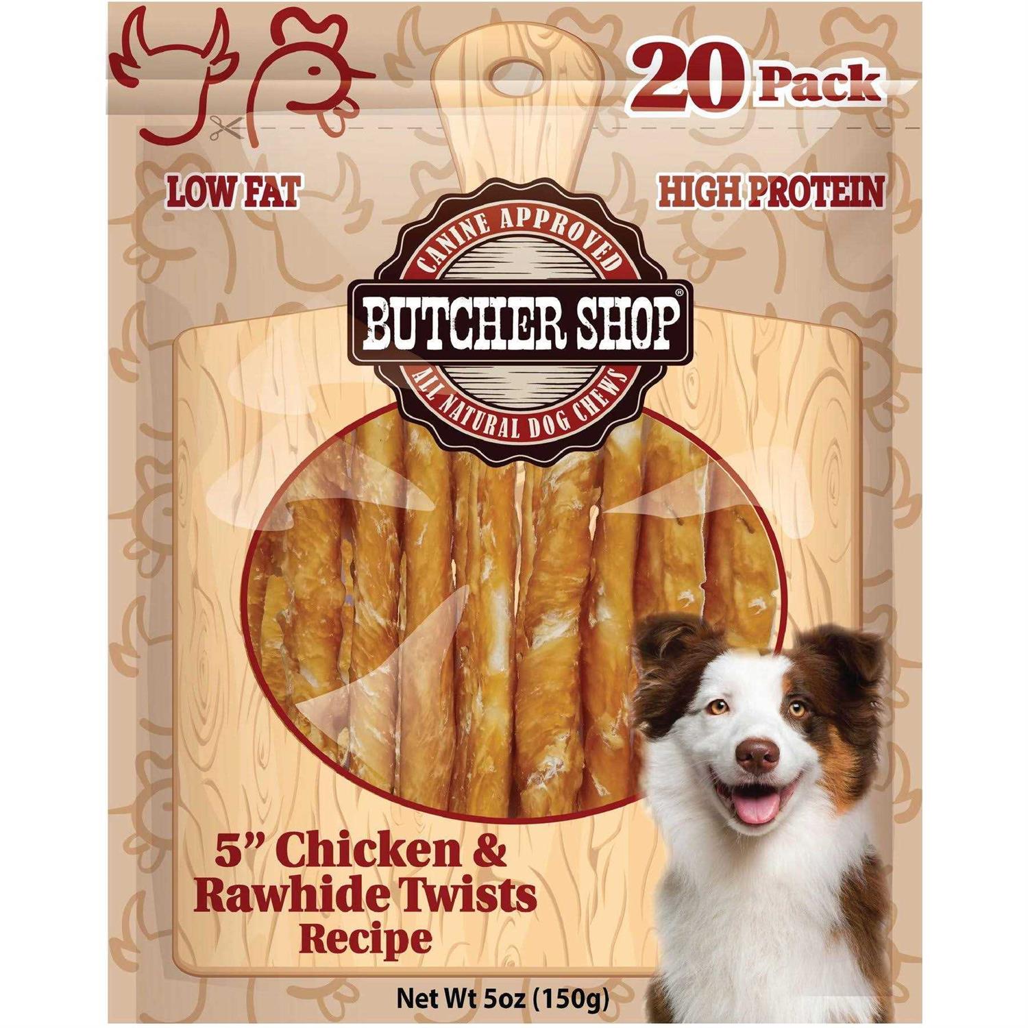 Butcher Shop 5” Chicken & Rawhide Twists - Pet Supplies online store