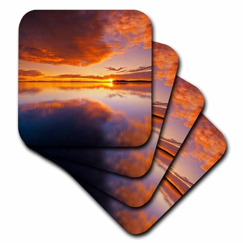 Set of 8 Ceramic Tile Coasters - Canada, Ontario, Pakwash Lake Provincial Pk. Pakwash Lake at Sunset. Landscape
