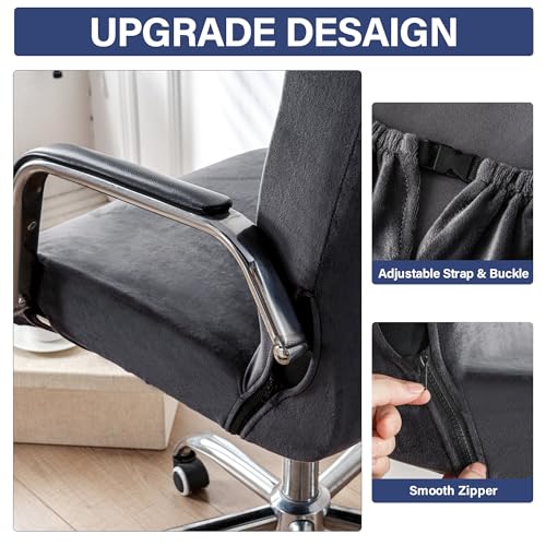 Velvet Office Chair Cover Stretchable Desk Chair Cover, Executive Computer Chair Cover for Armrest Chairs, Universal Boss Rotating Large Office Chair Seat Covers