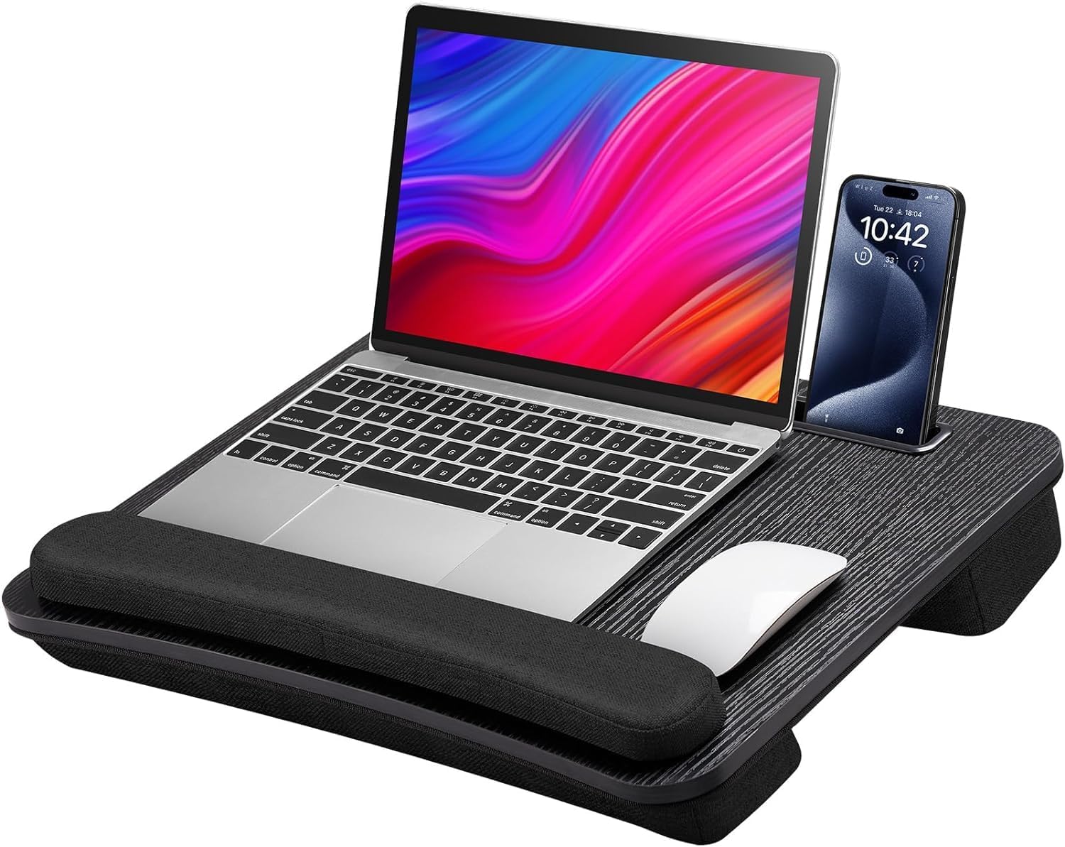 Portable Laptop Lap Desk Fits up to 15.6 Inch Laptops with Anti-Slip Strip & Wrist Rest