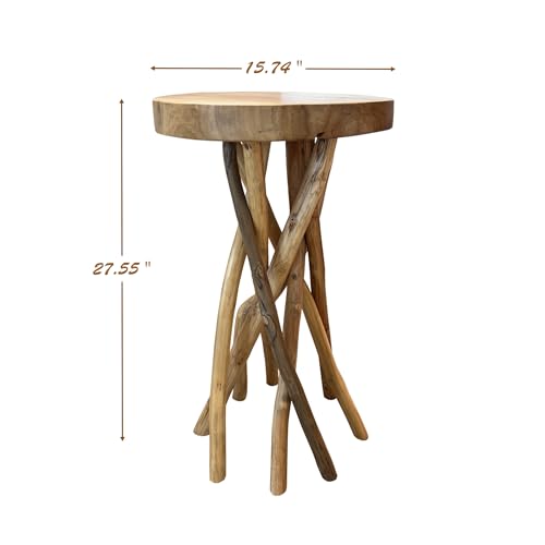 Wood Live Edge End Table 15.7
