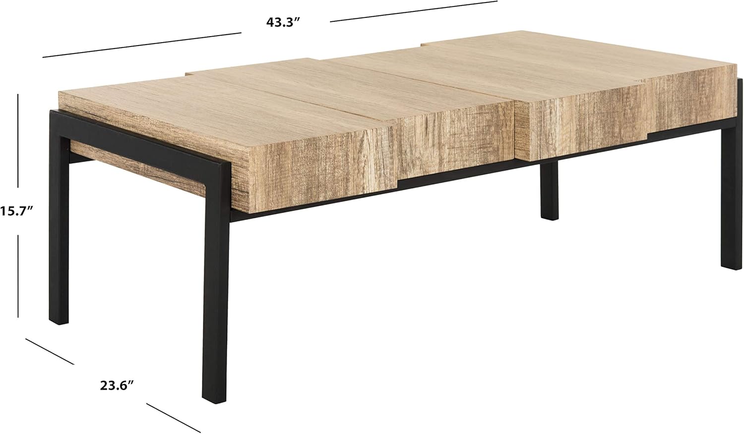 Safavieh Home Collection Alexander Canyon Grey and Black Rectangular Contemporary Rustic Coffee Table