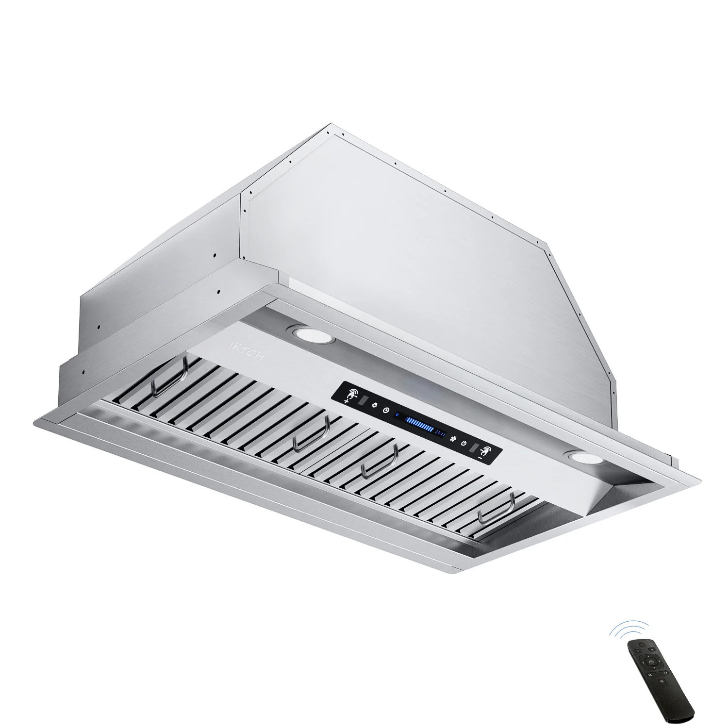 IKTCH 36 inch Built-in/Insert Range Hoods 900 CFM, Ducted/Ductless Convertible Duct, Stainless Steel Kitchen Vent Hood with 2 Pcs Adjustable Lights and 2 Pcs Baffle Filters with Handlebar