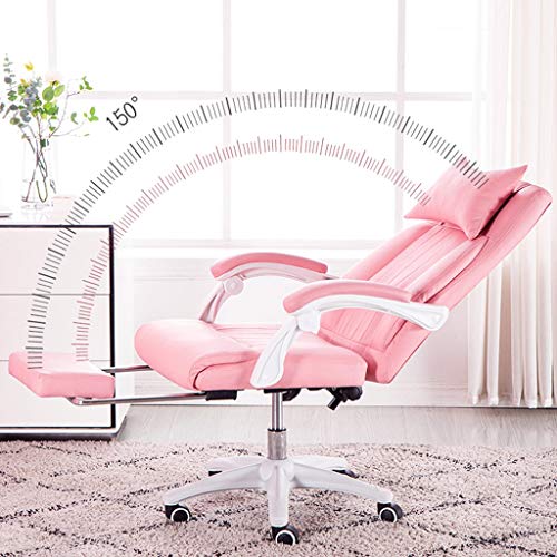 Pink Computer Chair Home Game Chair Boss Chair Company Office Chair Adjustable Swivel Chair (Color : Pink, Size : 50x52x108cm)