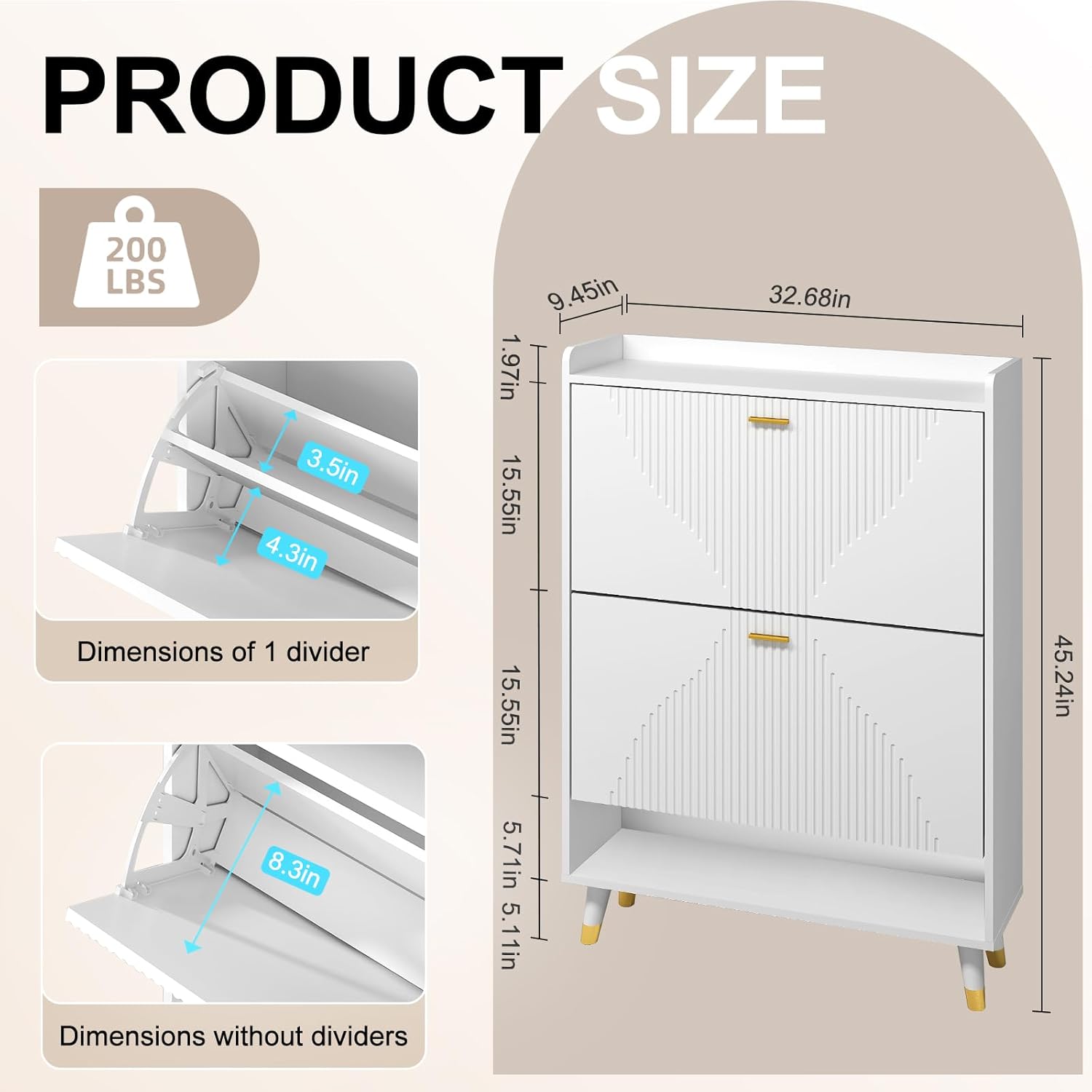 White Shoe Storage Cabinet for Entryway Slim, Hidden Wooden Shoe Organizer Cabinet with Drawer, Narrow Shoe Rack Cabinet for Front Door Entrance