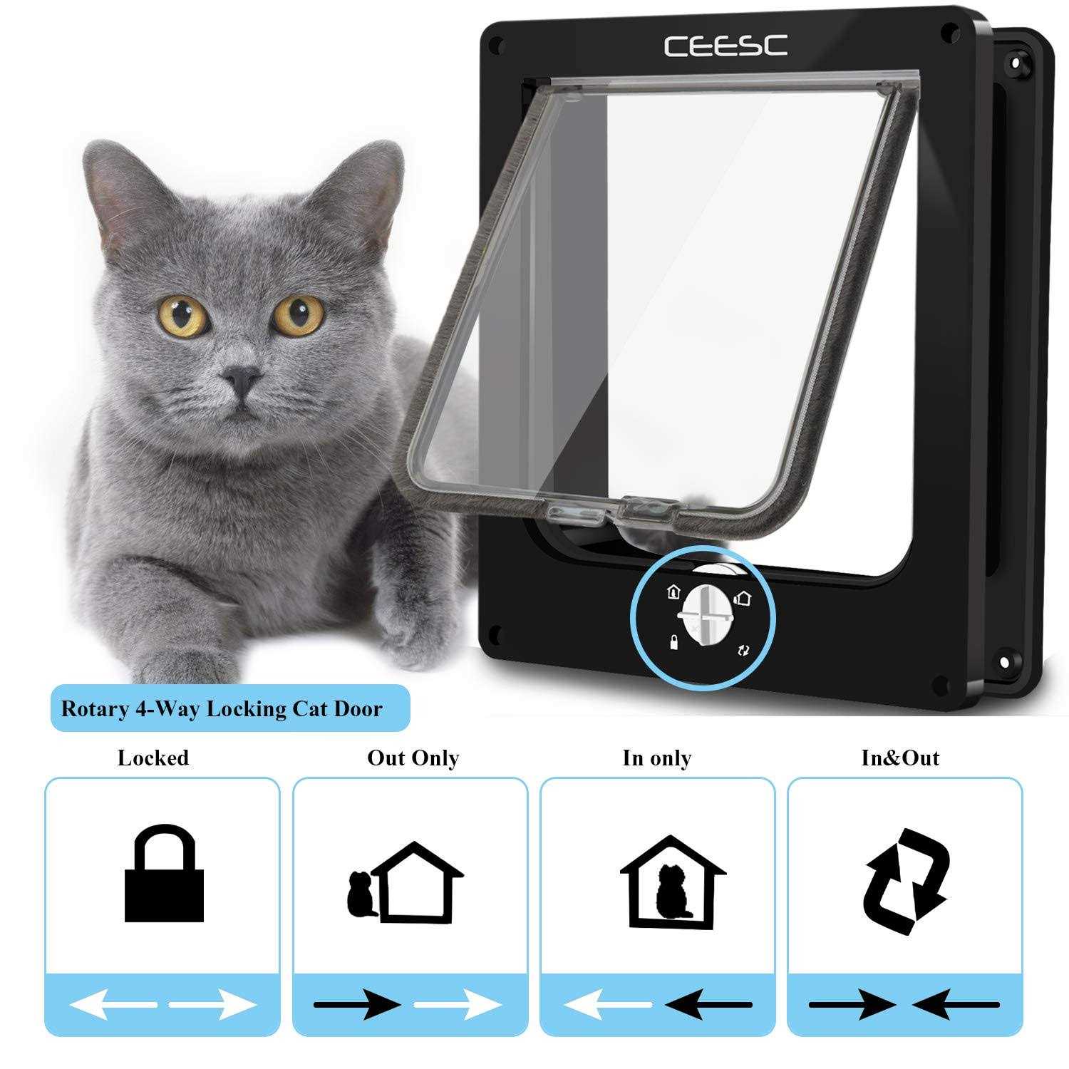 CEESC Cat Magnetic Pet Door 4 Way Lock for Cats and - Pet Supplies online store
