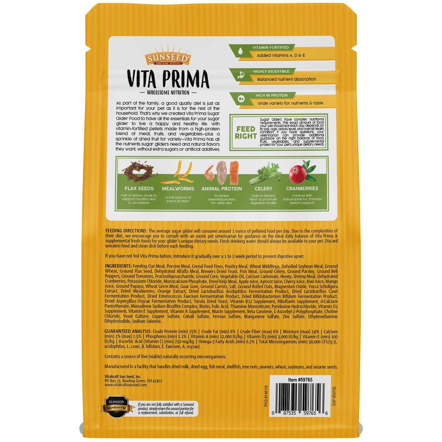 Sunseed Vita Prima Sugar Glider Food - Pet Supplies online store
