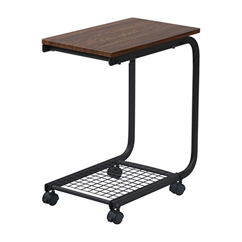 YAMAZEN BST-5030C(WL) Side Table with Casters, Walnut (Black Legs)