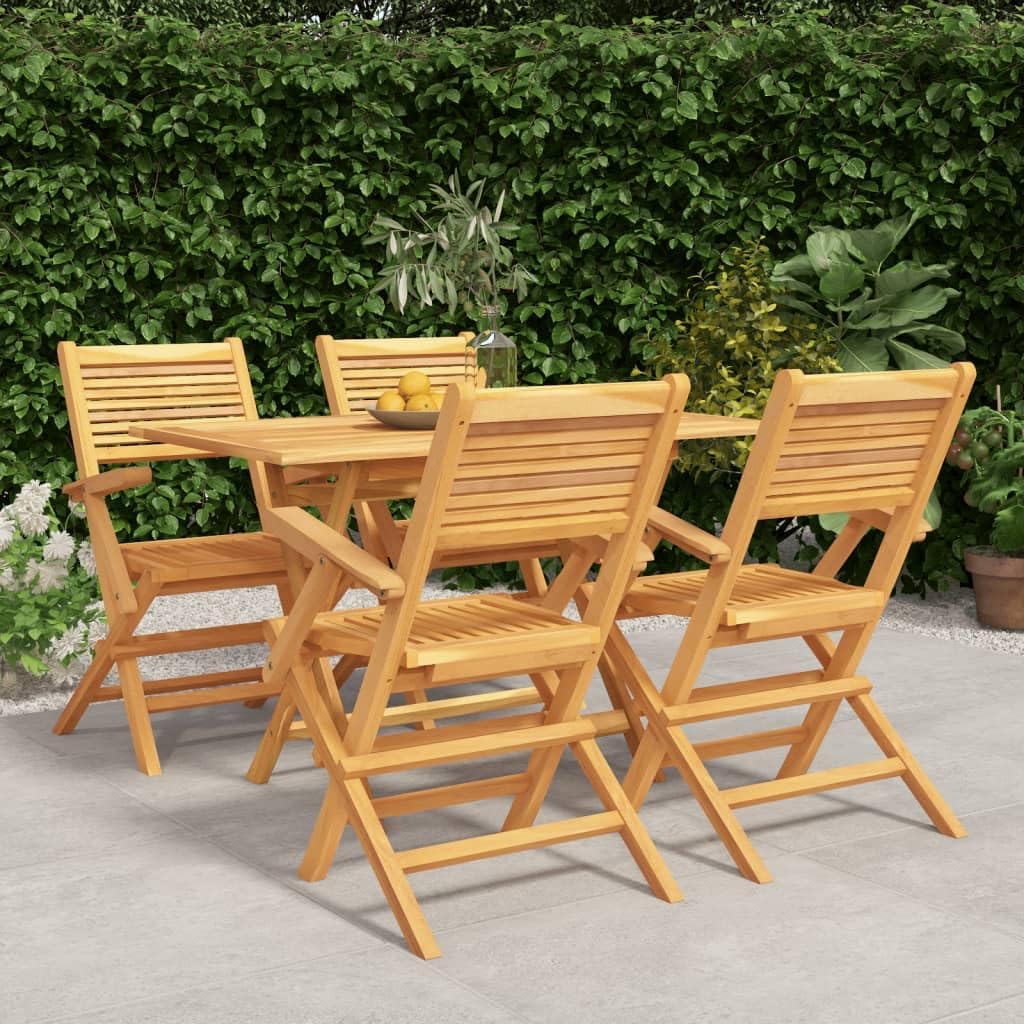 5 Piece Patio Dining Set Solid Wood Teak,Furniture,Outdoor Furniture,Outdoor Furniture Sets,Brown,51.68kg/113.696ib