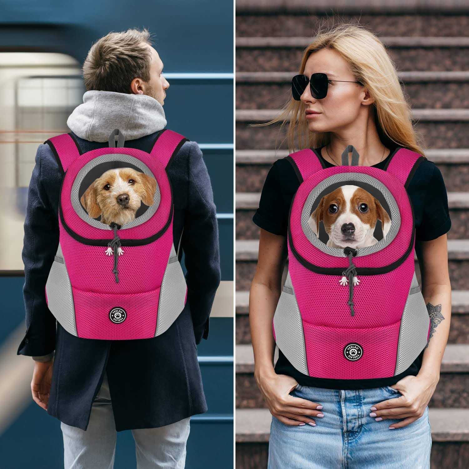 YESLAU Dog Backpack Carrier Pet Carrier for Small Medium Dogs Travel Bag Front Pack Breathable Adjustable with Safety Reflective Strips for Hiking - Pet Supplies online store