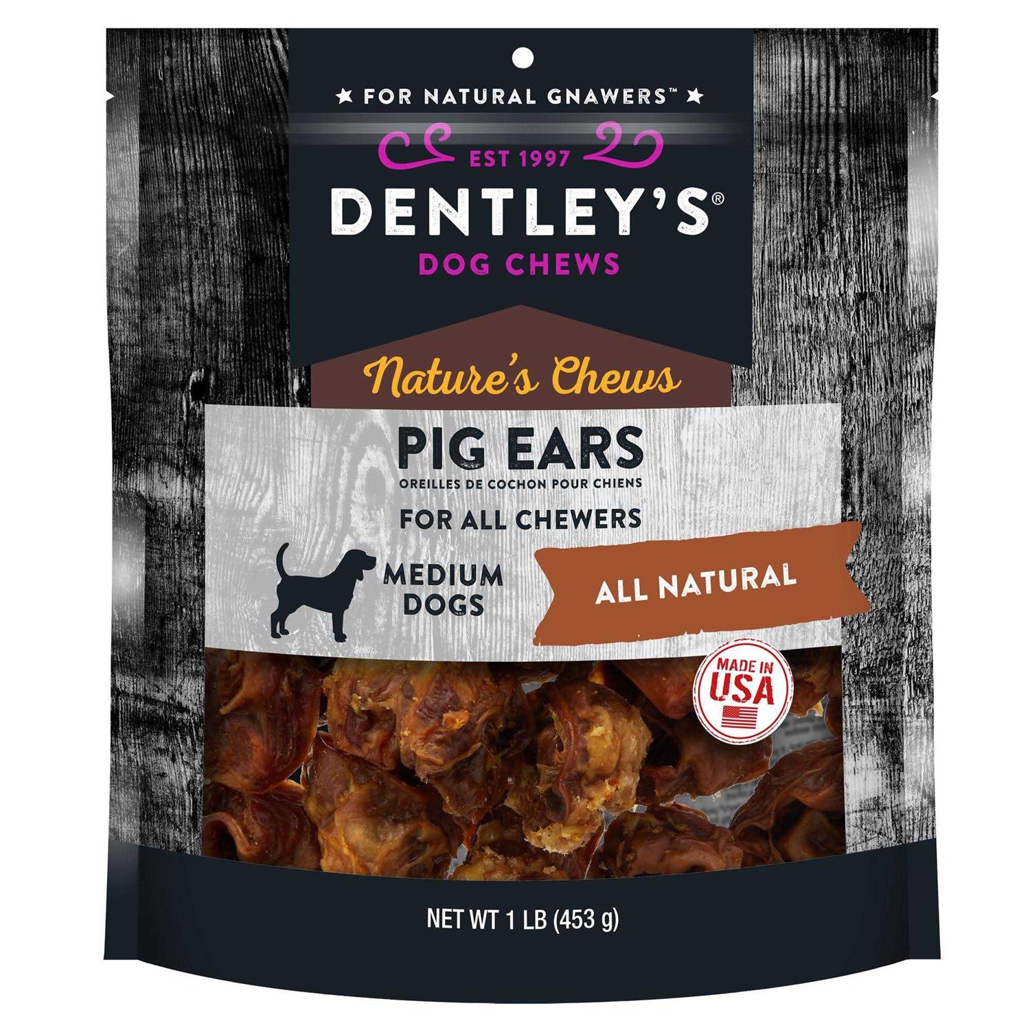 Dentley's Nature's Chews Pig Ears Dog Treats - Pet Supplies online store
