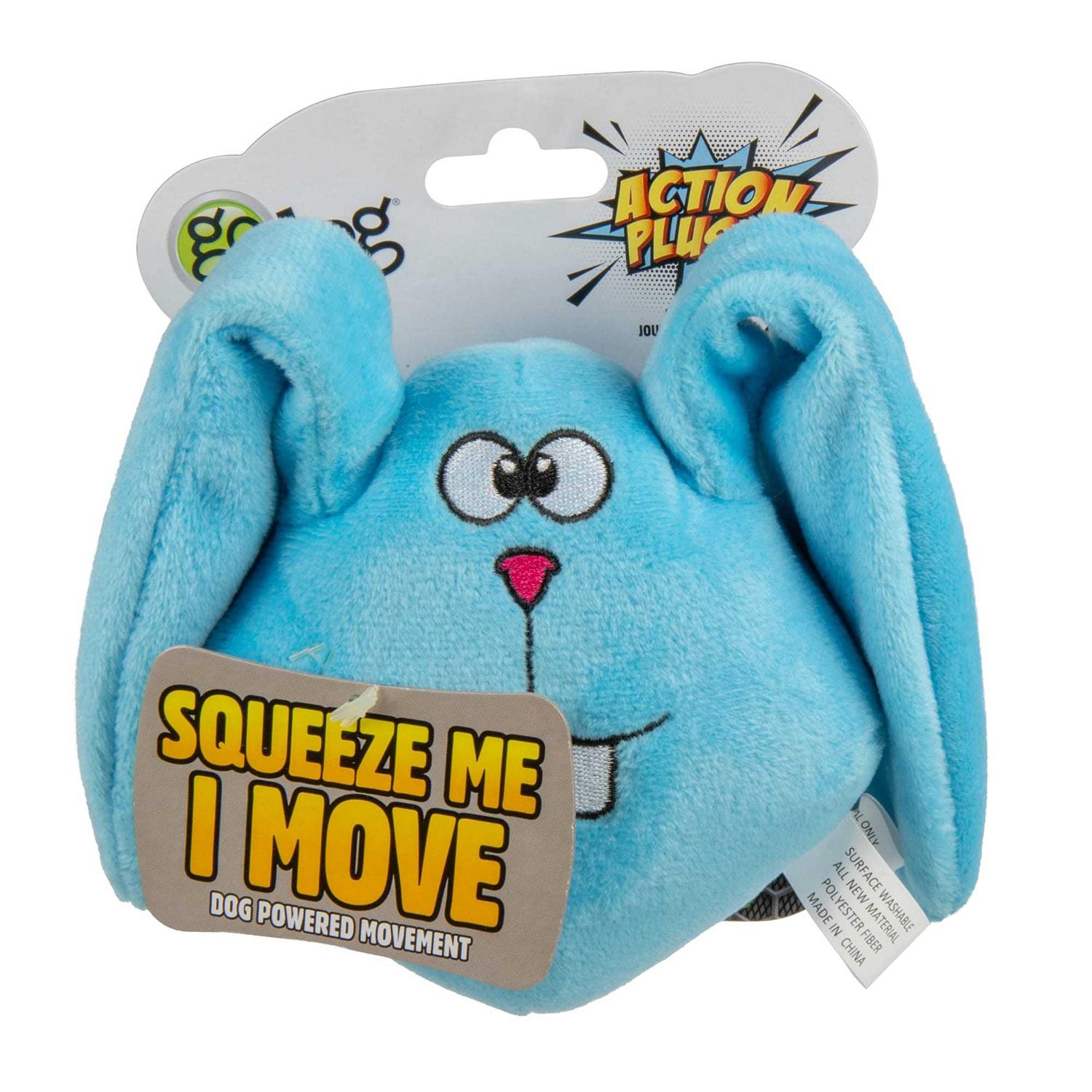 GoDog Action Plush Blue Bunny Animated Squeaker Dog Toy, Blue, Medium - Pet Supplies online store