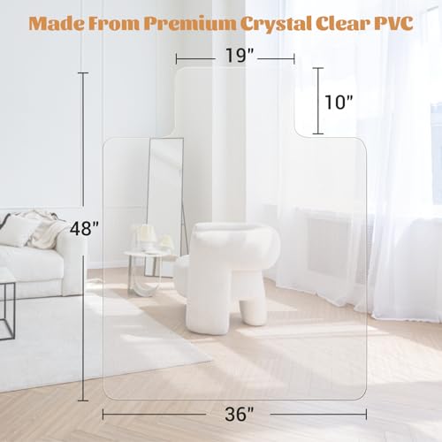 KMAT Office Chair Mat for Carpet, Computer Desk Mat,Clear Desk Chair Mat for Home Office Rolling Chair,Heavy Duty Floor Protector for Office-Easy to Clean,Anti-Slip-36 x48 with Lip