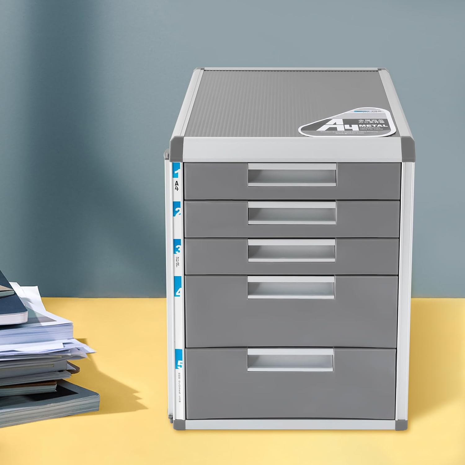 File Cabinet, 5 Drawer Lateral Filing Cabinet with Lock Desk Cabinet Storage Home Office Lockable Desk Storage Organizer with Drawers