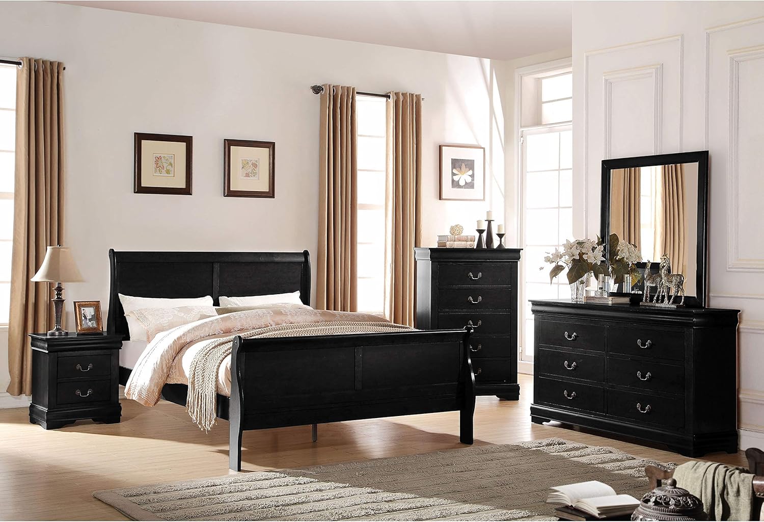 Acme Louis Philippe Queen Bed in Black