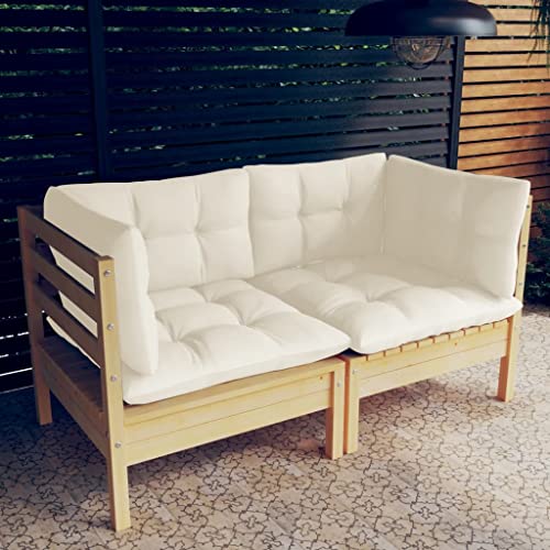 Outdoor Solid Wood Sectional Sofa, Patio Corner Sofa Couch Furniture Set, 2-Seater Sofa Garden Outdoor Lawn Yard Terrace Balcony Wooden Seat Furniture, 25