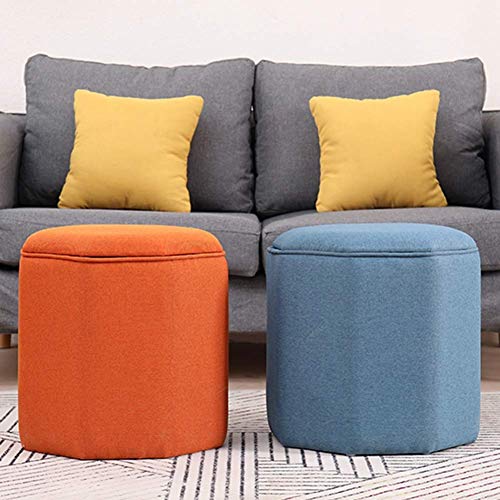 Footstool Ottoman Foot Stools Round Footstool Step Stool Small Sofa Stool Footrest Bed End Bench Foot Rest Leather Living Room,2 Sizes,6 Colors (Color : Yellow, Size : 29x35cm) (Yellow 29x30cm)